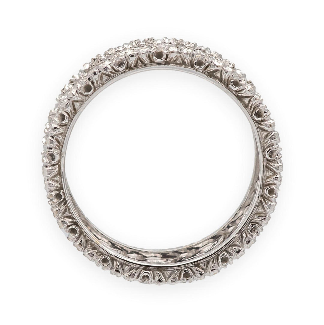 Buccellati Ramage Eternelle 18K White Gold Diamond Scalloped Band Ring Size 5.5