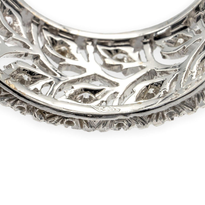 Buccellati Ramage Eternelle 18K White Gold Diamond Scalloped Band Ring Size 5.5