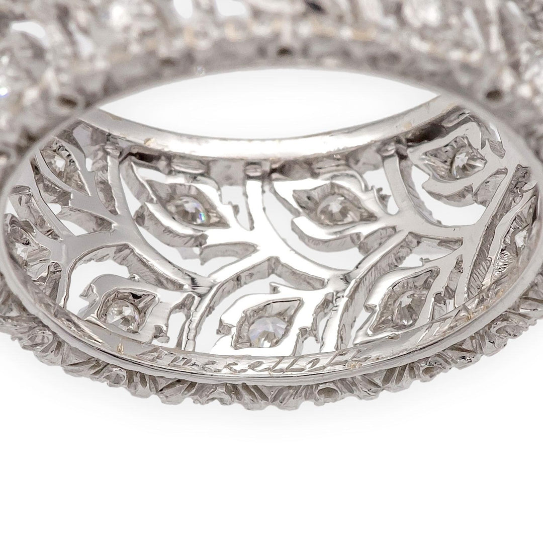 Buccellati Ramage Eternelle 18K White Gold Diamond Scalloped Band Ring Size 5.5