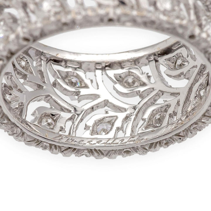 Buccellati Ramage Eternelle 18K White Gold Diamond Scalloped Band Ring Size 5.5