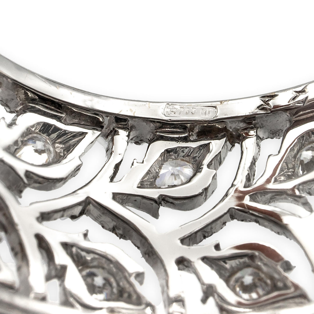 Buccellati Ramage Eternelle 18K White Gold Diamond Scalloped Band Ring Size 5.5