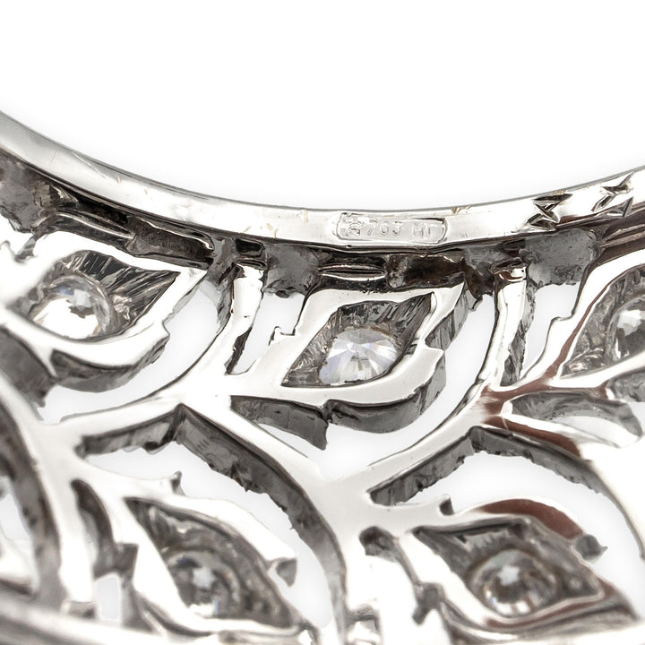 Buccellati Ramage Eternelle 18K White Gold Diamond Scalloped Band Ring Size 5.5