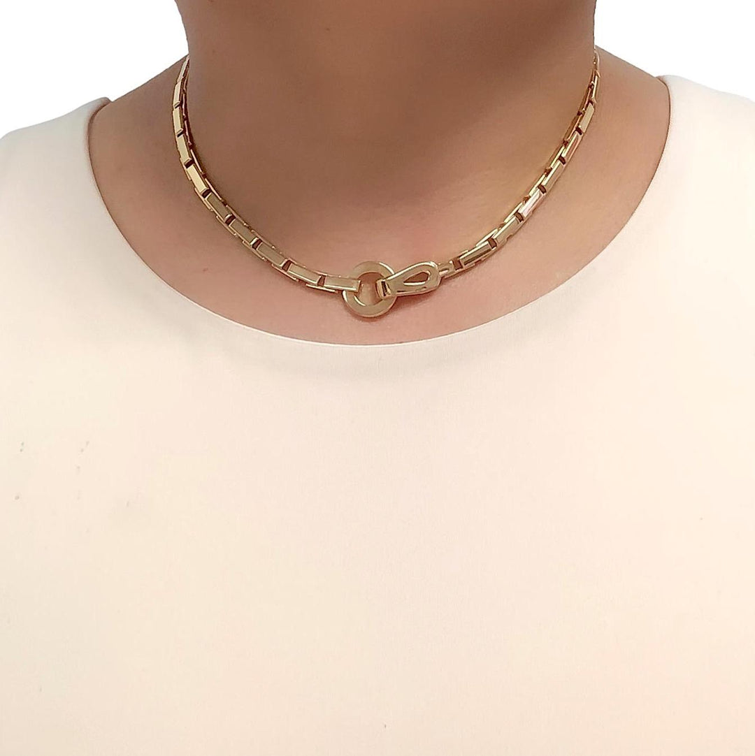 Cartier Agrafe 18K Yellow Gold Link Necklace 16" Long