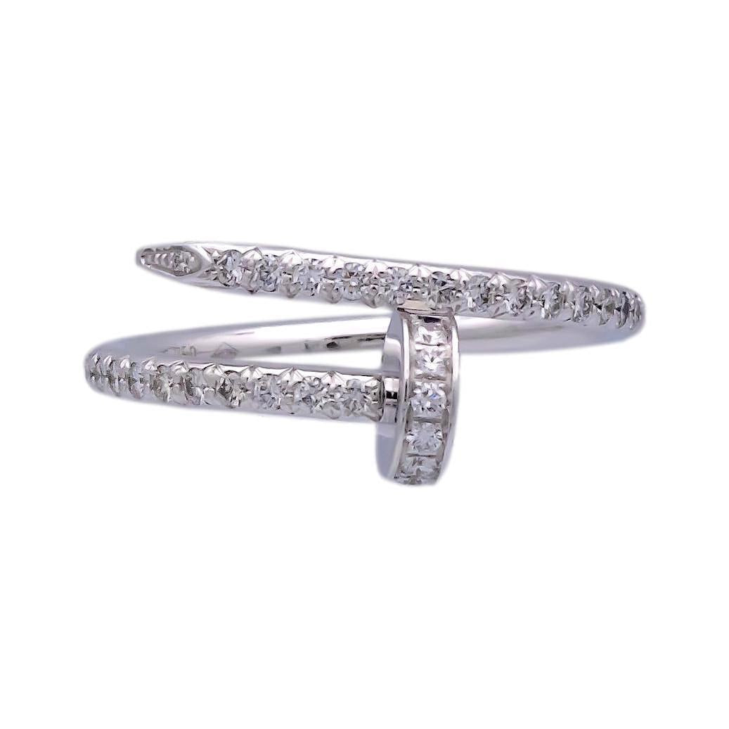 Pre-Owned Cartier Juste Un Clou 18K White Gold Pave Diamond Ring Size EU48/US4.5