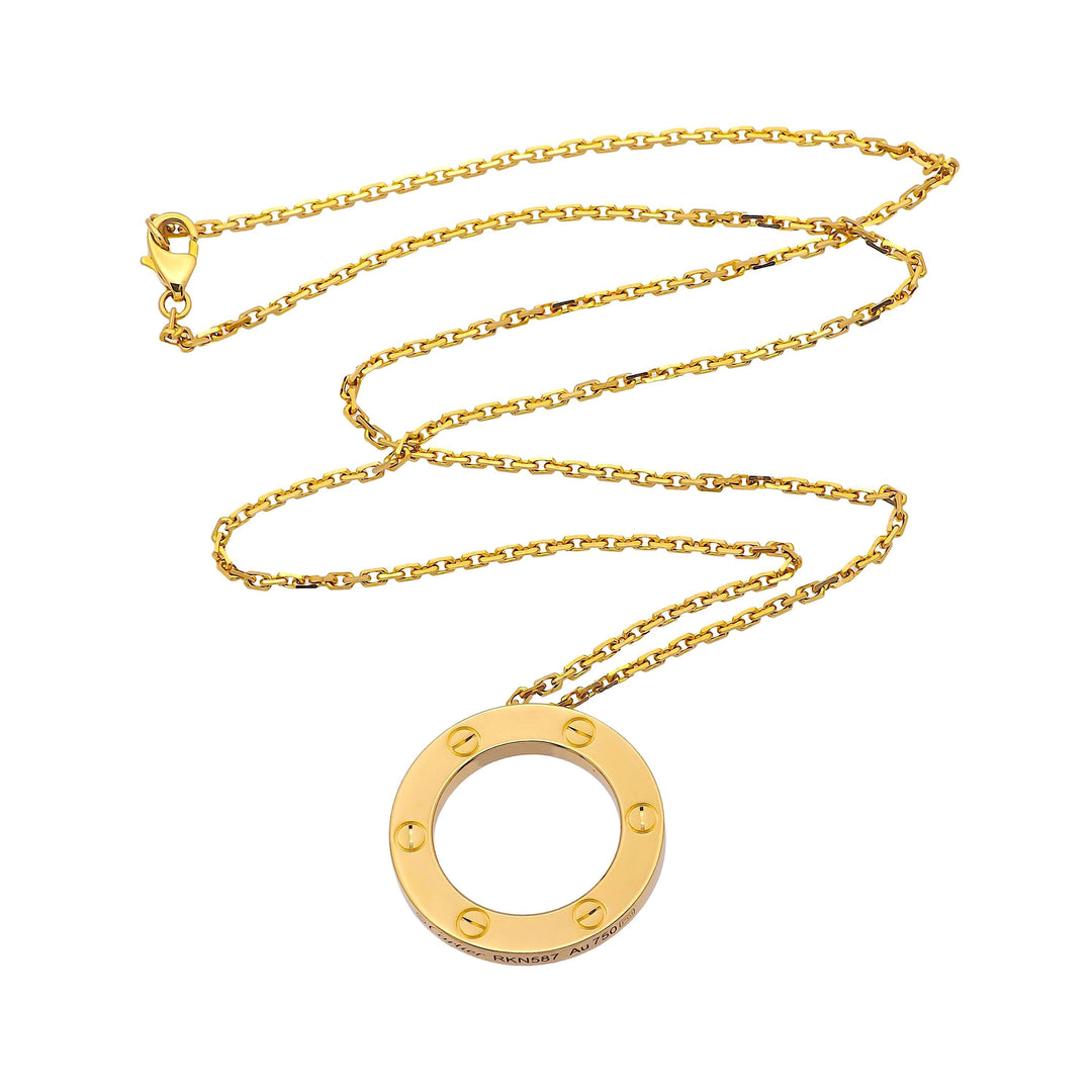 Cartier Love 18K Yellow Gold Pendant Necklace 18"Long