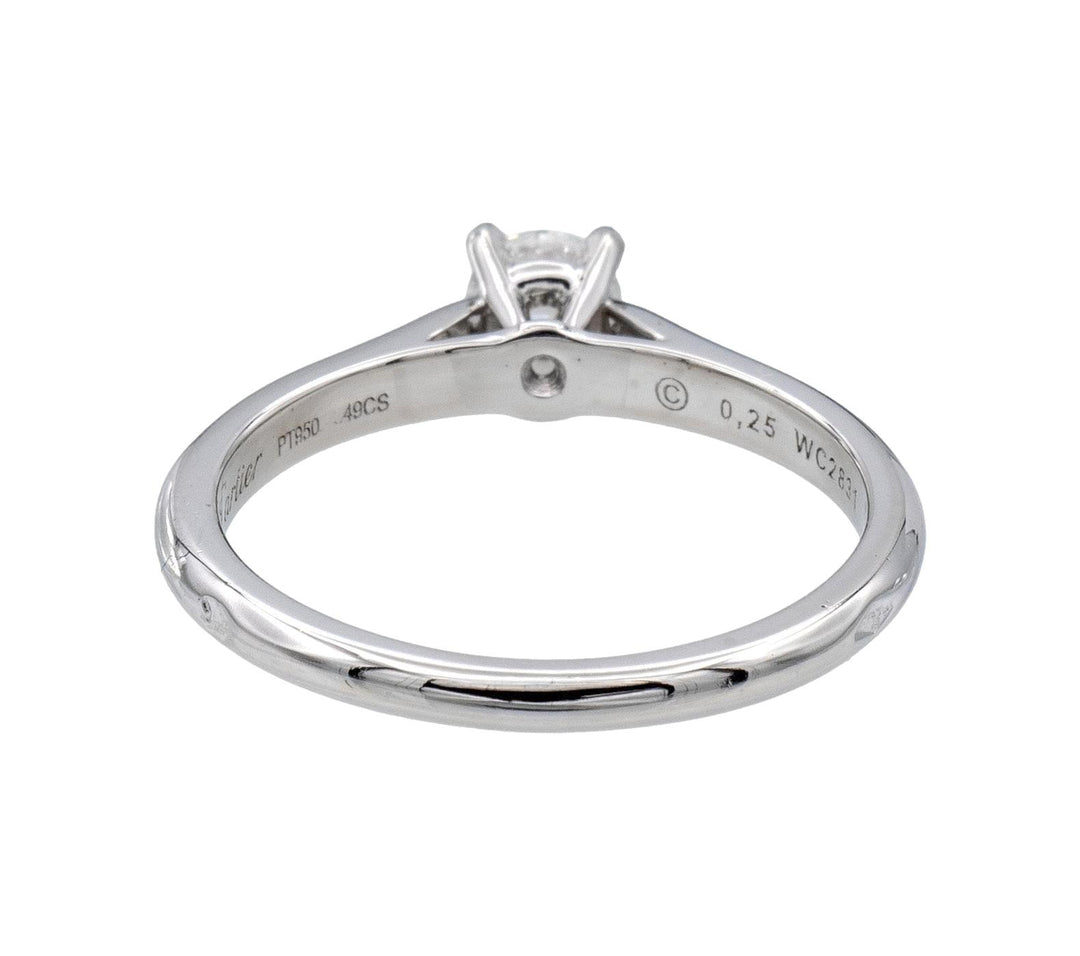 Cartier 1895 Platinum Diamond Engagement Ring with Round .25 Ct FVS1