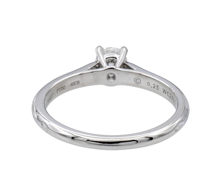 Cartier 1895 Platinum Diamond Engagement Ring with Round .25 Ct FVS1