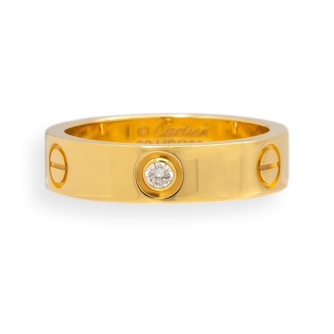 Cartier Love Ring 18K Yellow Gold 3 Diamonds Band Size 60 | US 9.25 Box & Papers