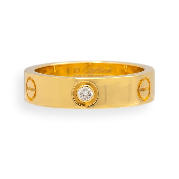 Cartier Love Ring 18K Yellow Gold 3 Diamonds Band Size 60 | US 9.25 Box & Papers