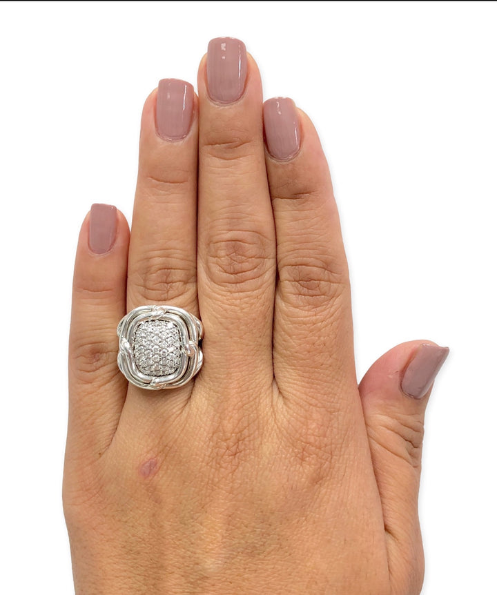 David Yurman Labyrinth Sterling Silver 1.00 ct. Pave Diamond Ring