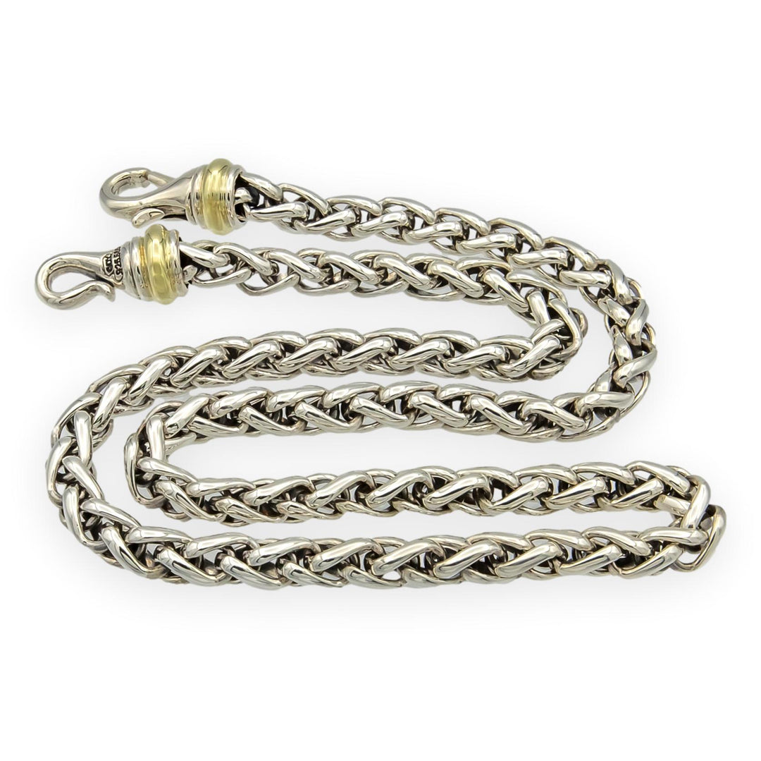 David Yurman Sterling Silver & 14K Yellow Gold 6mm Wheat Chain Necklace, 17”