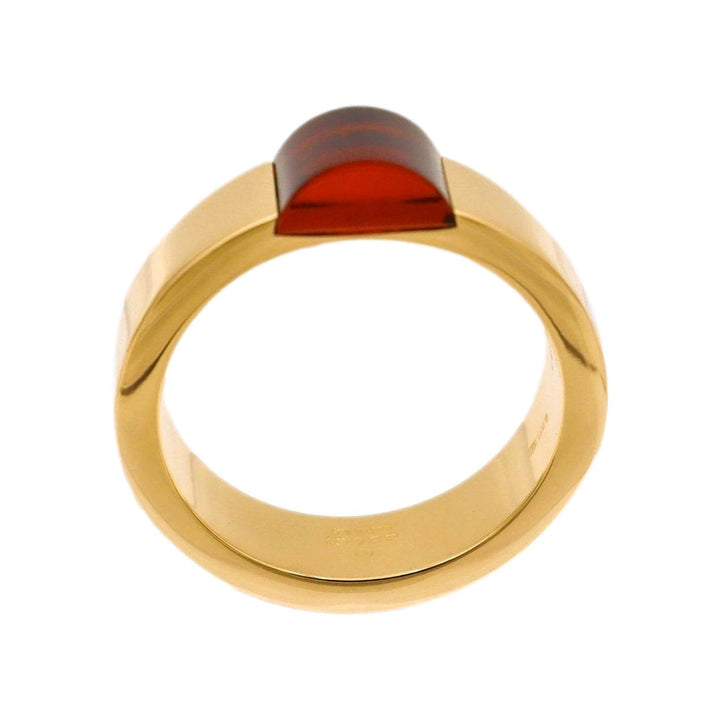 GUCCI 18K Yellow Gold Cabochon Garnet 5mm Band Ring