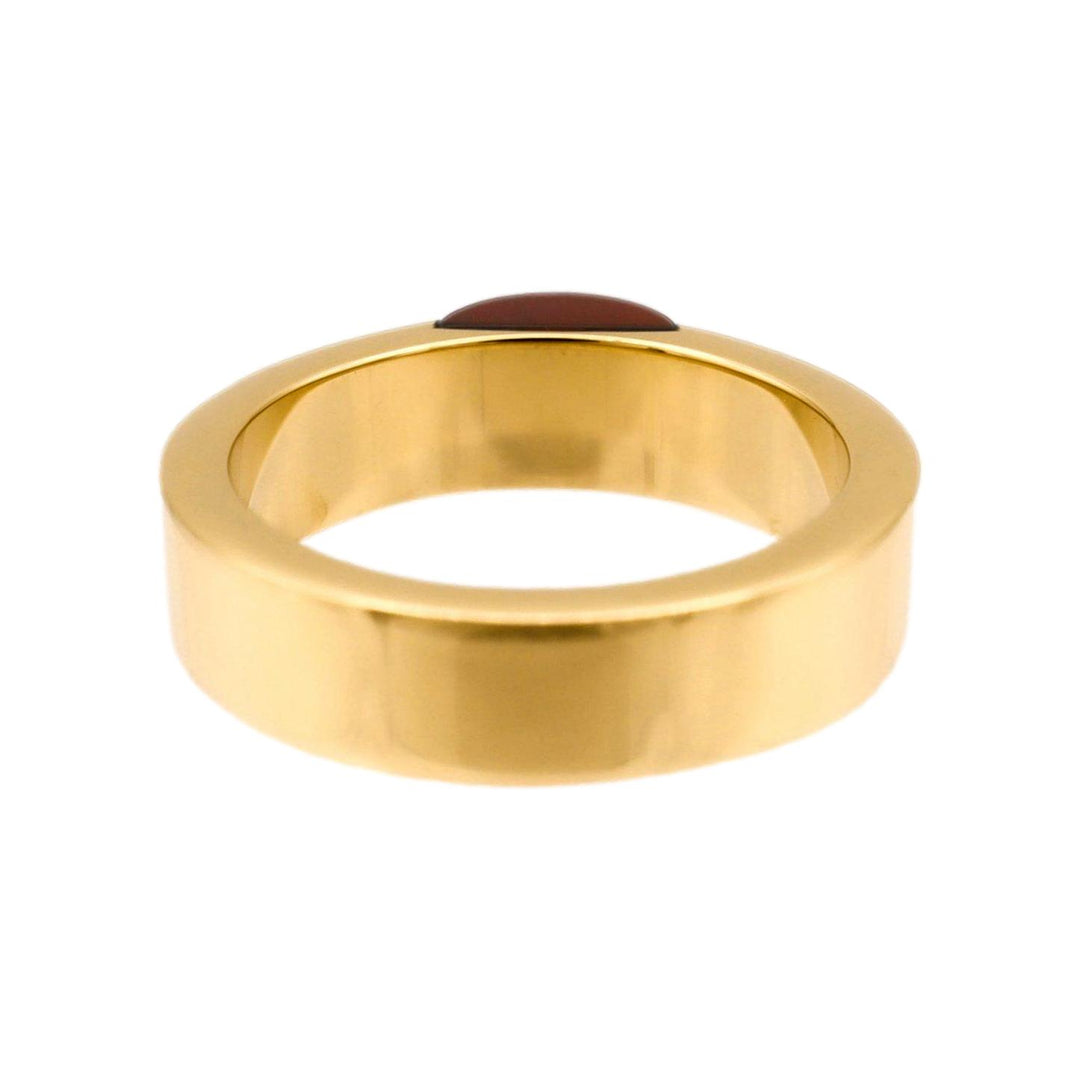 GUCCI 18K Yellow Gold Cabochon Garnet 5mm Band Ring