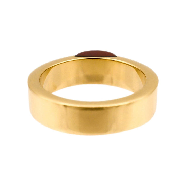 GUCCI 18K Yellow Gold Cabochon Garnet 5mm Band Ring