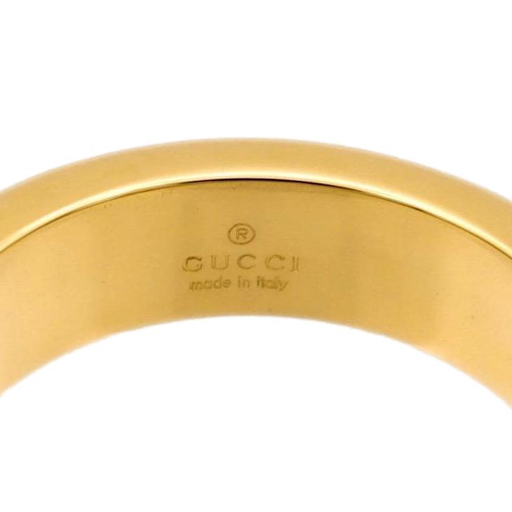 GUCCI 18K Yellow Gold Cabochon Garnet 5mm Band Ring