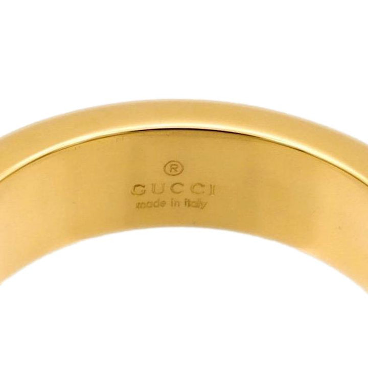 GUCCI 18K Yellow Gold Cabochon Garnet 5mm Band Ring