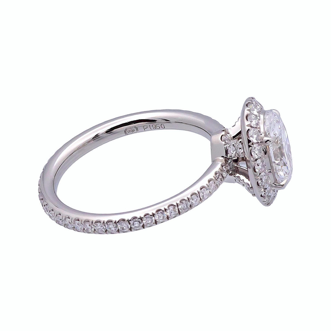 Harry Winston Platinum Halo Oval Diamond 1.54ct TW DVVS1 Engagement Ring