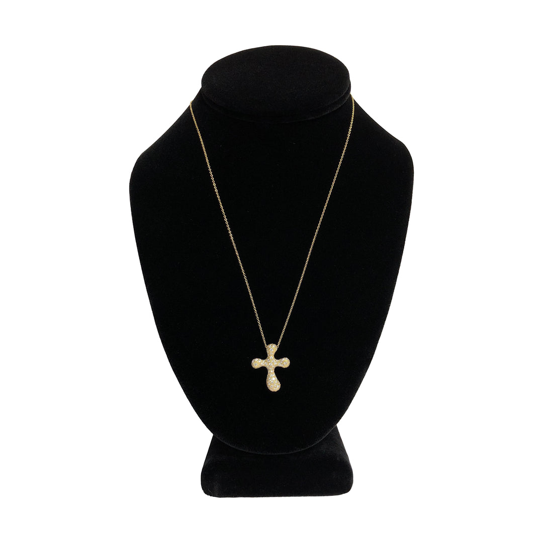Tiffany & Co. Elsa Peretti 18K Yellow Gold Diamond Pave Cross Pendant Necklace