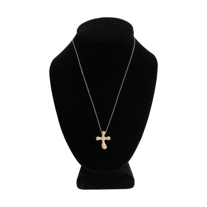 Tiffany & Co. Elsa Peretti 18K Yellow Gold Diamond Pave Cross Pendant Necklace
