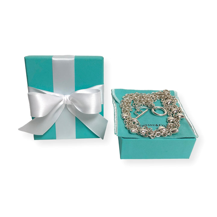 Vintage Tiffany & Co. Sterling Silver 3-Strand Heart Toggle Necklace 17”