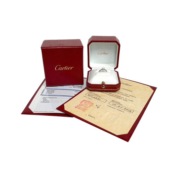 Cartier 1895 Platinum Diamond Engagement Ring with Round .25 Ct FVS1