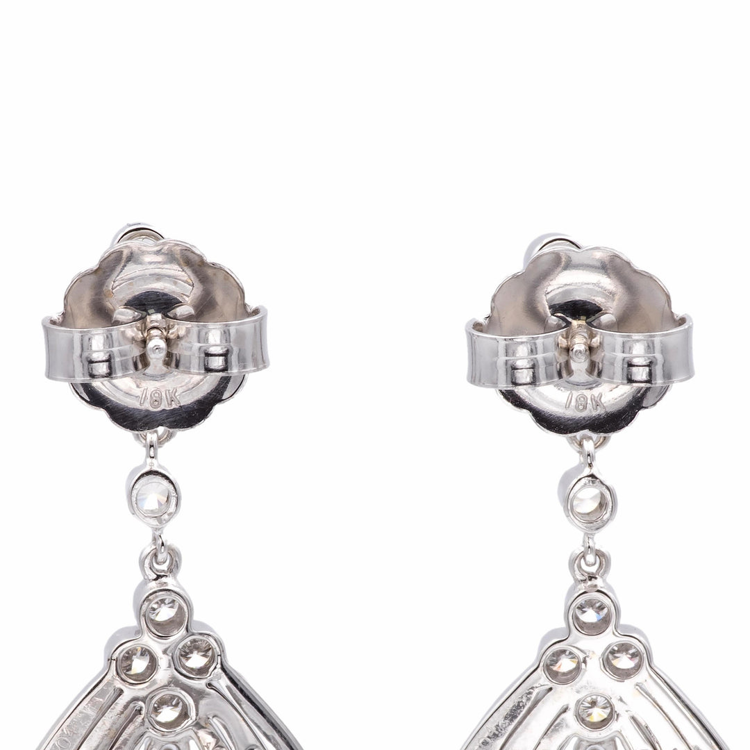 Kwiat 18K White Gold Chandelier 3.00ct TW Round Diamond Dangle Drop Earrings