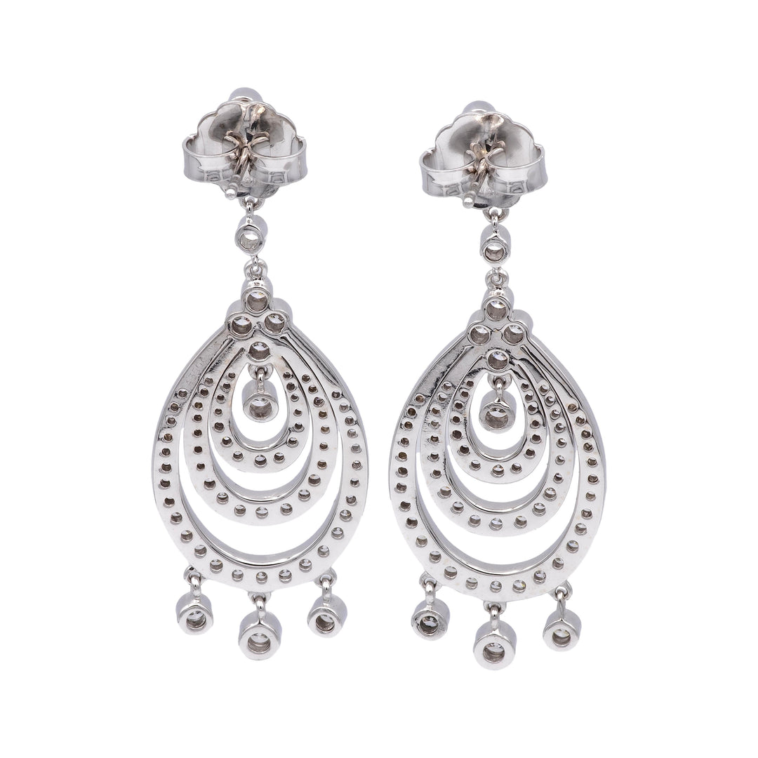 Kwiat 18K White Gold Chandelier 3.00ct TW Round Diamond Dangle Drop Earrings