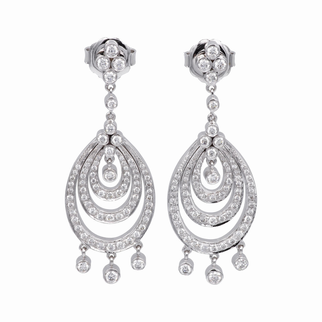Kwiat 18K White Gold Chandelier 3.00ct TW Round Diamond Dangle Drop Earrings