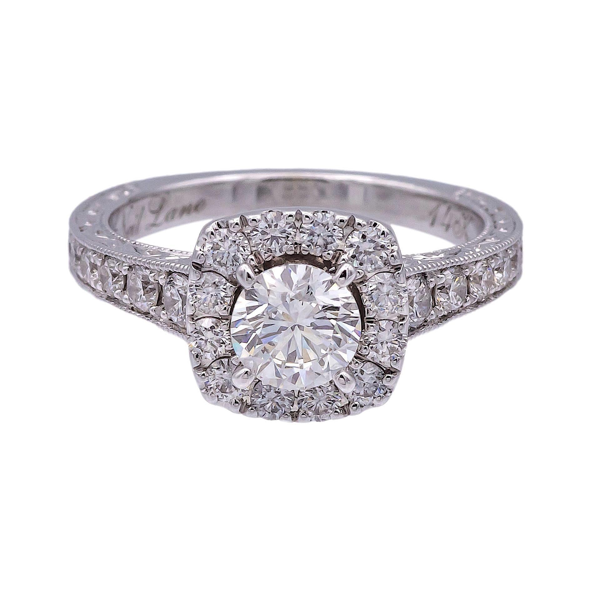 Purchase Neil Lane 14k White Gold Cluster 1.19ct TW Round Halo Diamond Engagement Ring The Diamond Oak