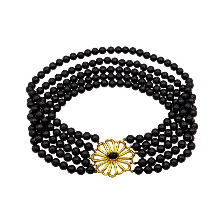 Vintage Tiffany & Co. Paloma Picasso 5-Strand Onyx + 18K Y Gold Choker Necklace