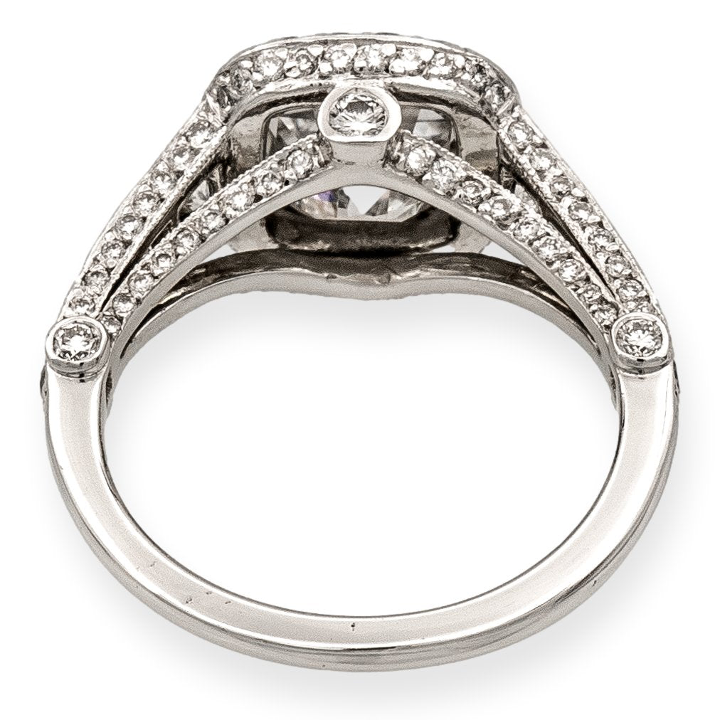 Tiffany & Co. Platinum Legacy Cushion Diamond Engagement Ring 2.70cts. TW GVVS1
