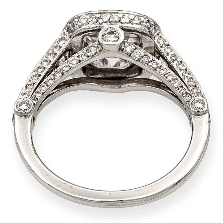 Tiffany & Co. Platinum Legacy Cushion Diamond Engagement Ring 2.70cts. TW GVVS1
