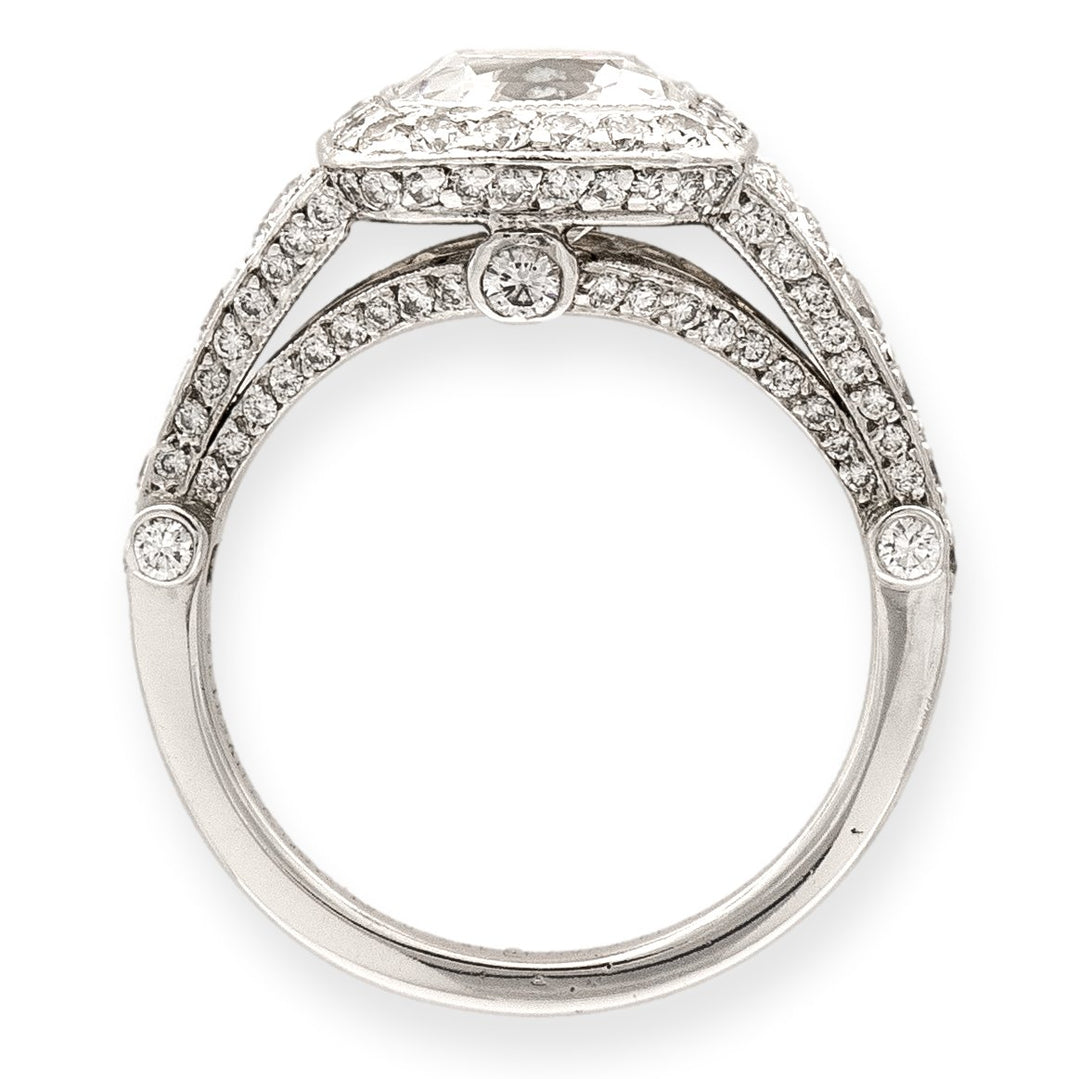 Tiffany & Co. Platinum Legacy Cushion Diamond Engagement Ring 2.70cts. TW GVVS1
