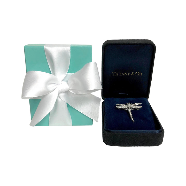 Vintage Tiffany & Co. Platinum Dragonfly Diamond Sapphire Brooch Pendant 1990's