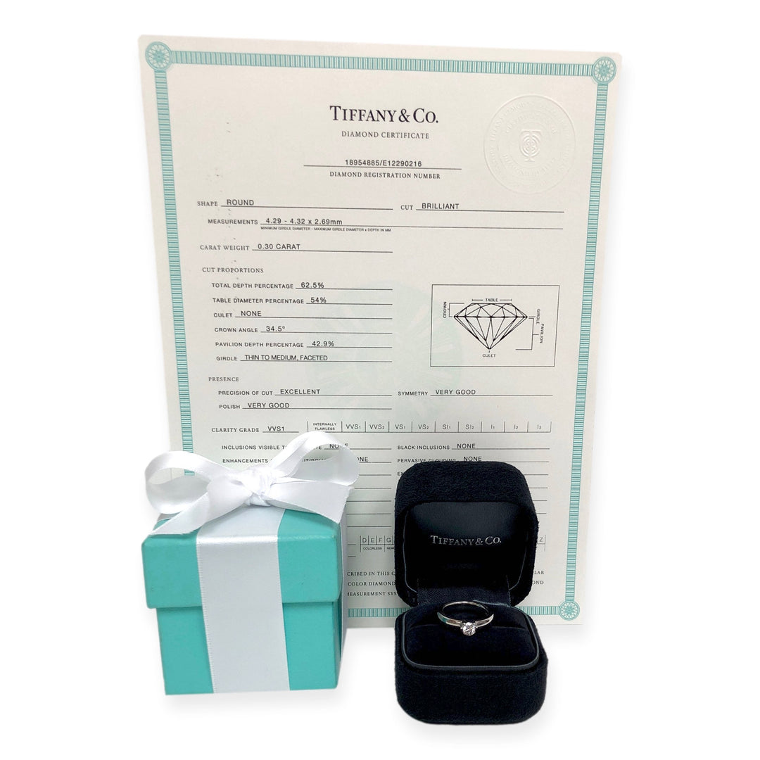 Tiffany and Co. Etoile Platinum Round Diamond Engagement Ring .30ct FVVS1