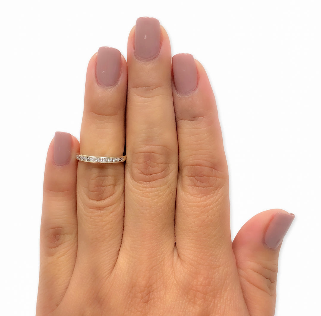 Tiffany & Co. 18K Yellow Gold Halfway Wedding Band Ring 0.22 cts 2.5mm