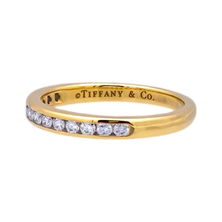 Tiffany & Co. 18K Yellow Gold Halfway Wedding Band Ring 0.22 cts 2.5mm