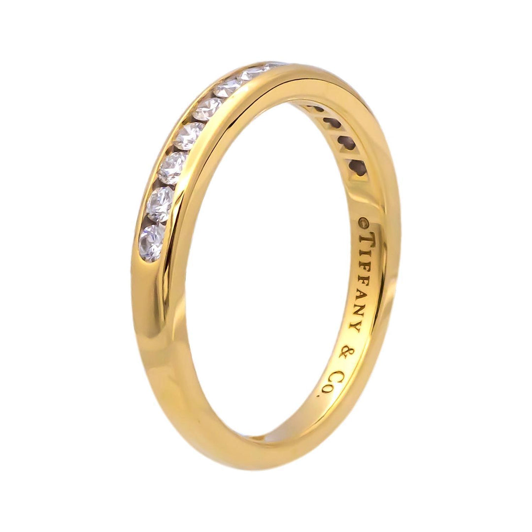 Tiffany & Co. 18K Yellow Gold Halfway Wedding Band Ring 0.22 cts 2.5mm