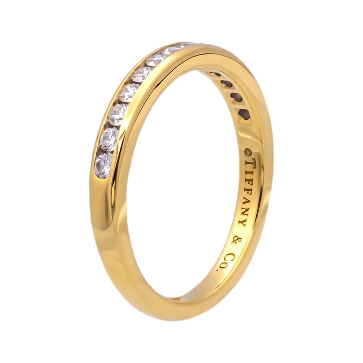 Tiffany & Co. 18K Yellow Gold Halfway Wedding Band Ring 0.22 cts 2.5mm