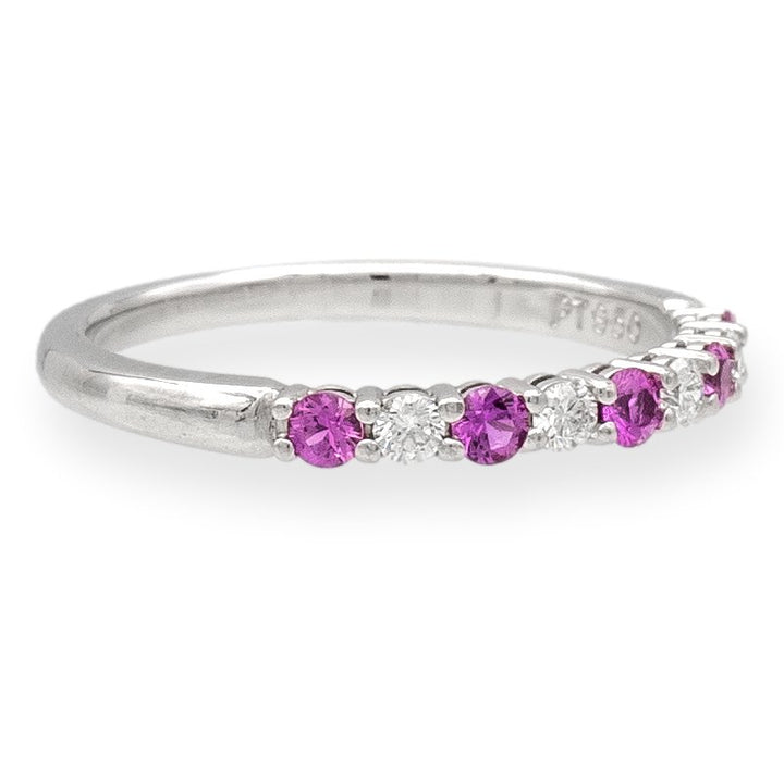 Tiffany & Co. Forever Platinum Diamond Pink Sapphire 9 Stone Embrace Band Ring
