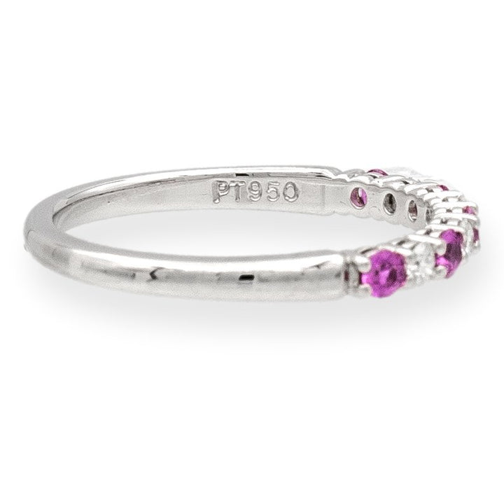 Tiffany & Co. Forever Platinum Diamond Pink Sapphire 9 Stone Embrace Band Ring