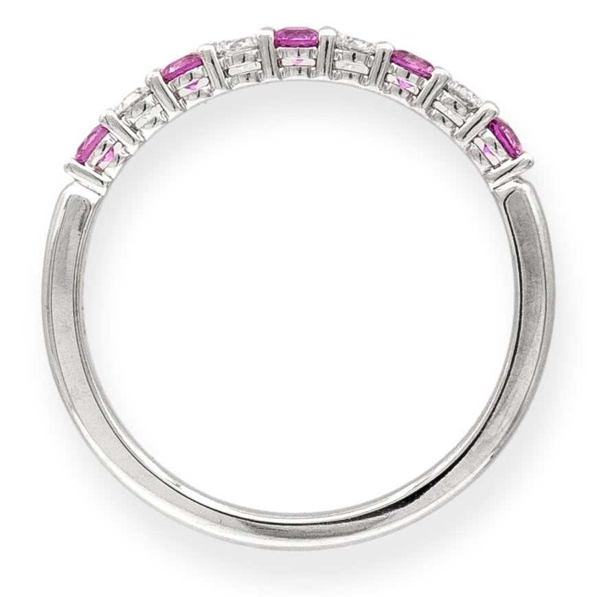 Tiffany & Co. Forever Platinum Diamond Pink Sapphire 9 Stone Embrace Band Ring