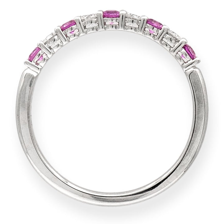 Tiffany & Co. Forever Platinum Diamond Pink Sapphire 9 Stone Embrace Band Ring