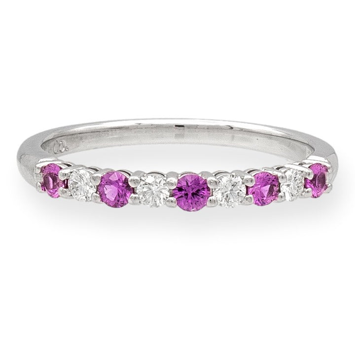 Tiffany & Co. Forever Platinum Diamond Pink Sapphire 9 Stone Embrace Band Ring