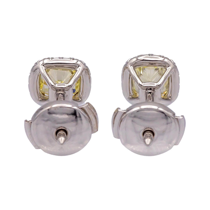 Tiffany & Co. Soleste Fancy Yellow Diamond Halo Stud Earrings in Platinum & 18K