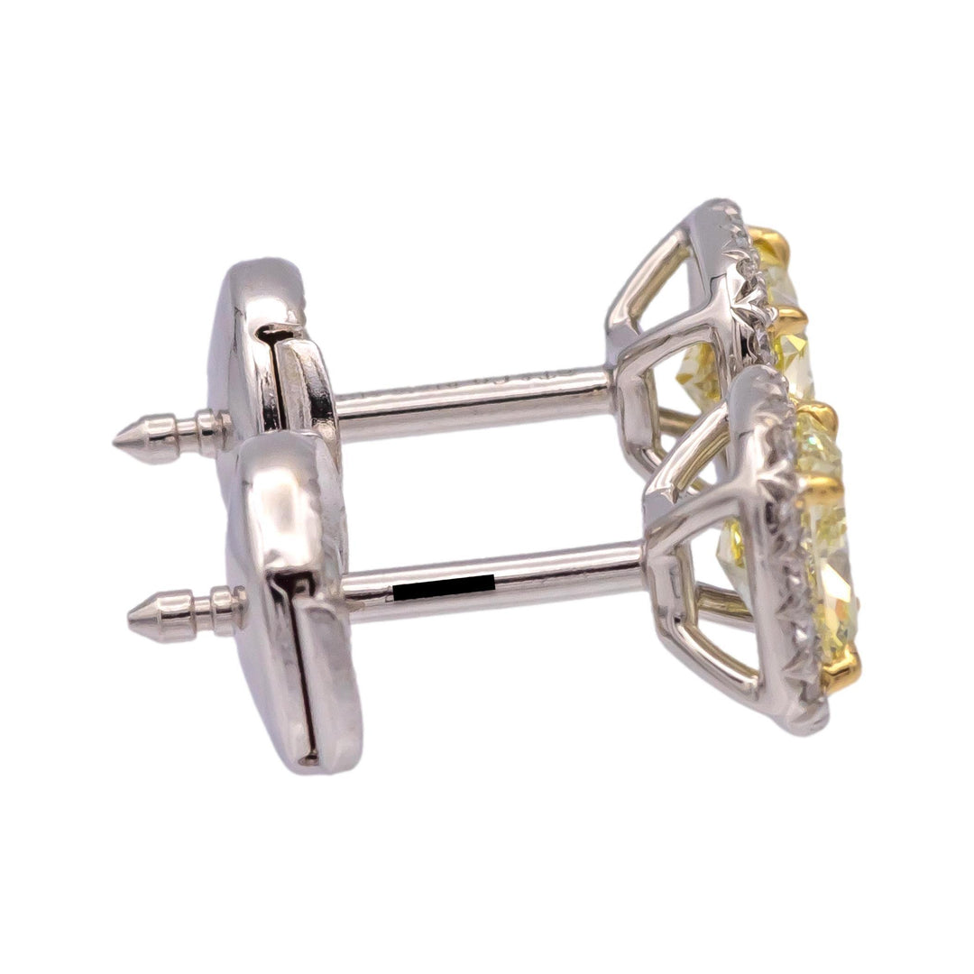 Tiffany & Co. Soleste Fancy Yellow Diamond Halo Stud Earrings in Platinum & 18K