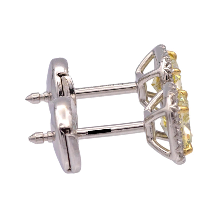 Tiffany & Co. Soleste Fancy Yellow Diamond Halo Stud Earrings in Platinum & 18K
