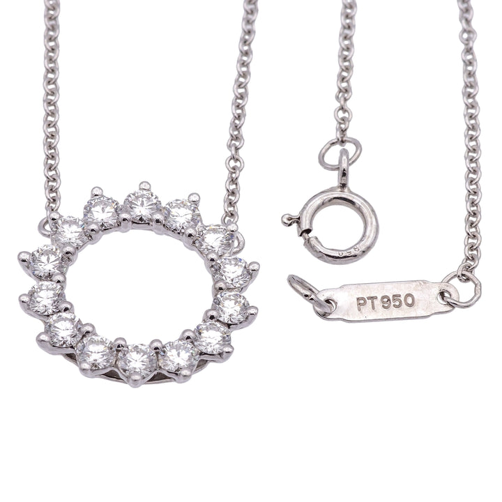 Tiffany & Co. Open Circle Diamond Pendant necklace in Platinum .47ct  16.5 Inch