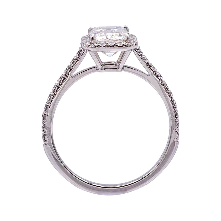 Tiffany & Co. Soleste 1.38 Ct Center Emerald Cut Halo Engagement Ring - H VS1