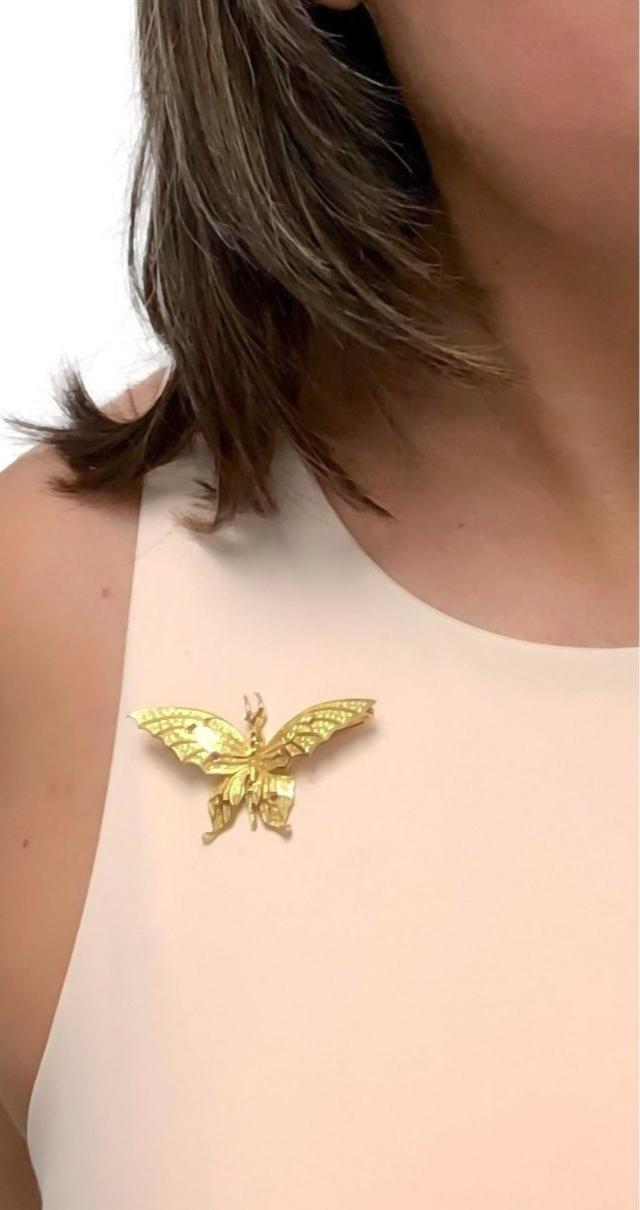 Vintage Tiffany & Co. 18K Gold Butterfly Brooch, Ruby & Sapphire, 1960s Italy